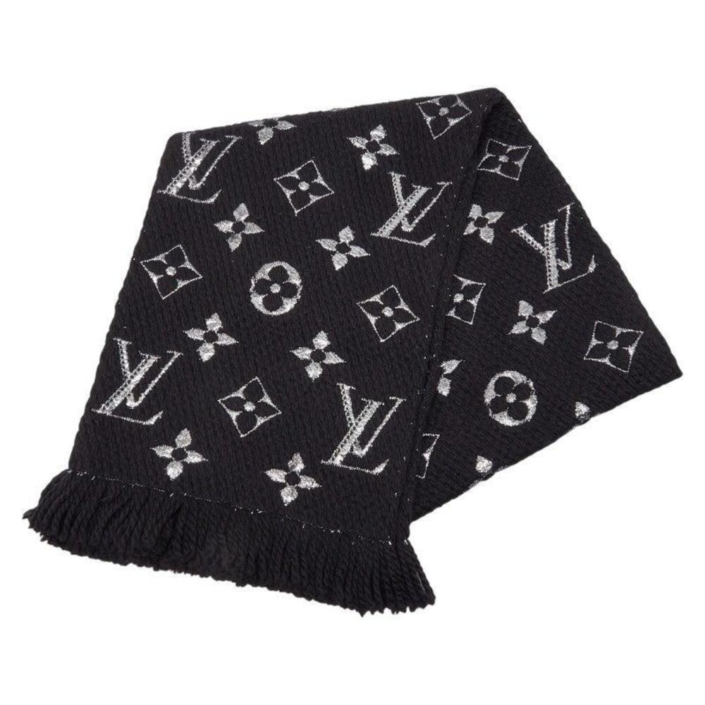 Louis Vuitton Logomania Shine Wool Silk Scarf Black